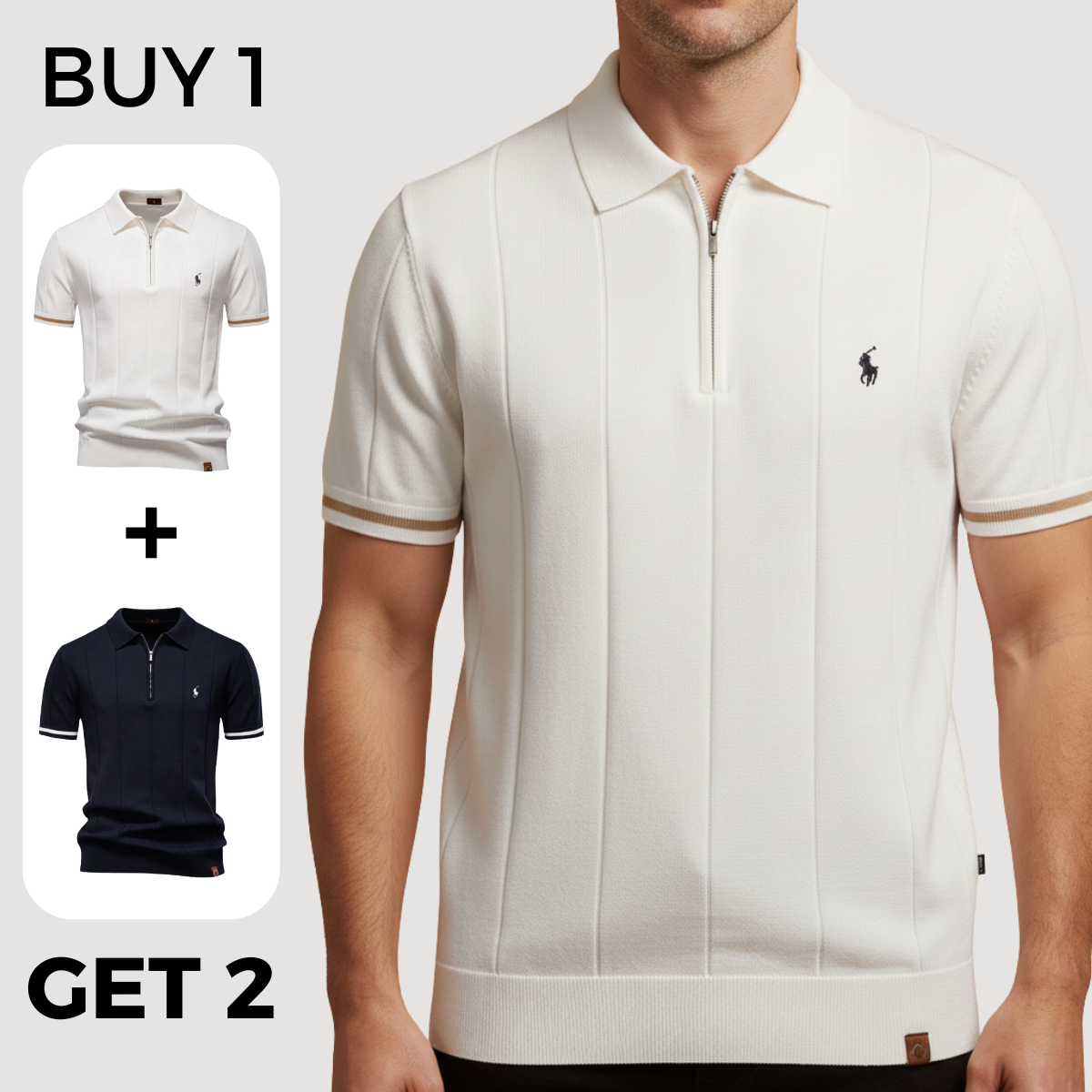 Classic Premium Knit Polo Shirt - Buy 1 Get 2